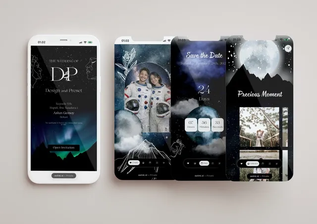 Desain undangan Lunare Cosmos